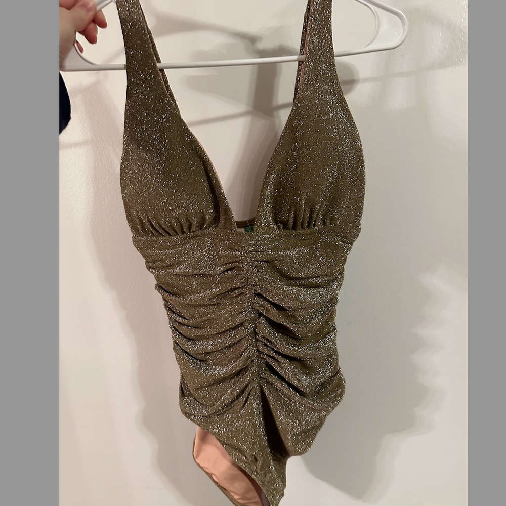 NWT Jcrew Sparkle ruched plunge one-piece